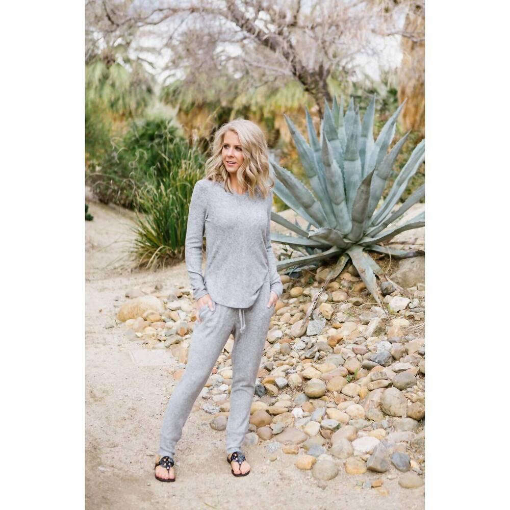 NEW B COLLECTION BY BOBEAU cozy sweater hoodie in heather grey